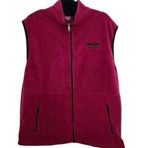 Nugget Casino Resort Unisex Magenta Fleece Vest Full Front Zip Zip Pockets Large